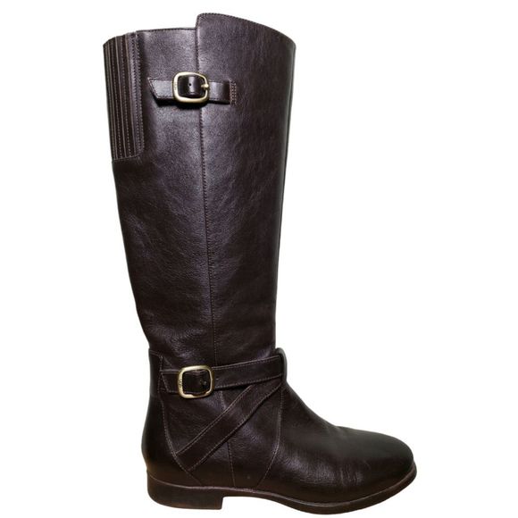 Ugg Beryl Leather Riding Boots Brown Size 6 - Picture 1 of 15